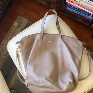 Cuyana Taupe Leather Tote Bag